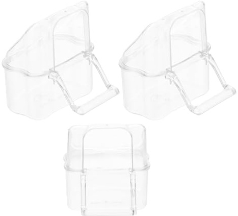 DOITOOL Contenitori per Cibo per Uccelli Facile da Pulire Set 3 Pezzi in Acrilico Base Piatta Antispruzzo Staccabile per Gabbia e Decorazione Bar
