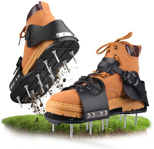 Zapatos Escarificador Cesped, Zapatos con Clavos para Airear el Césped - Zapatos Aerador de Cesped con Correas Pinchos Resistentes para Jardinería y Mantenimiento del Césped para Airear el Suelo