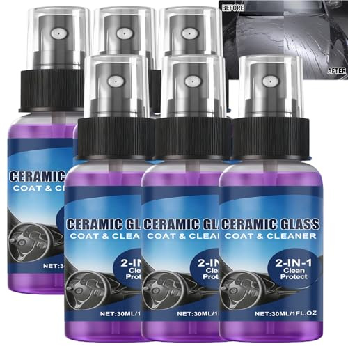 Detergente per vetri auto in ceramica, sigillante idrorepellente per vetri e protezione della vernice, spray rapido per la cura dei dettagli dell'auto per una brillantezza elevata (6PCS)