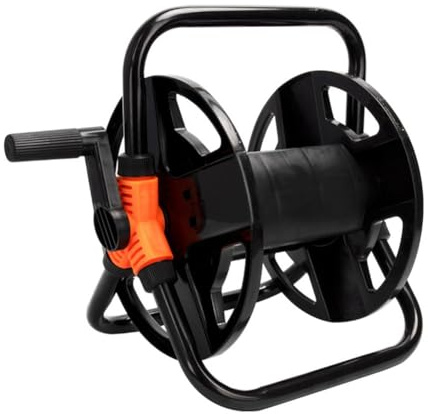 Auratrove Avvolgitubo da giardino da 20 m con montaggio a parete, robusto carrello portaoggetti in plastica e metallo, per tubi dell'acqua all'aperto, design salvaspazio con maniglia a avvolgimento