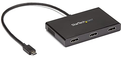 StarTech.com 3-Port USB-C Multi-Monitor Adapter, USB-C auf 3x HDMI MST Hub, Dreifach 1080p 60Hz HDMI Laptop Display Extender / Splitter, extra langes integ. Kabel, nur Windows (MSTCDP123HD)