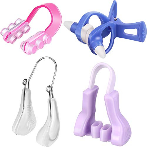 Set di 4 clip per naso in silicone, clip dimagranti per naso, set di bellezza per donne (viola, rosa, blu, trasparente)