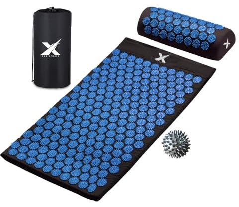 Xn8 Acupressure Mat and Pillow Set - Shakti Acupuncture Reflexology Mat for Relaxation, Recovery, Pain Relief, Stress Reduction, Yoga, Massage, & Muscle Therapy - Portable with Carrying Bag & Strap
