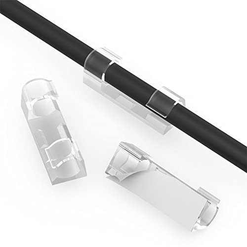 URAQT Kabelclips, 40 Stück Kabelhalter mit Starken Selbstklebend Pads Kabelklemme Selbstklebend Kabelmanagement für Haus Schreibtisch Büro USB Ladekabel, PC, TVKabel und Audiokabel Usw (Klar 9MM)