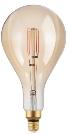 Eglo LED E27 dimmerabile, lampadina vintage ambra di grandi dimensioni, retrò a forma di goccia, 4,5 Watt (equivalente a 40 Watt), 470 Lumen, bianco caldo, 2200k, PS160, Ø 16 cm