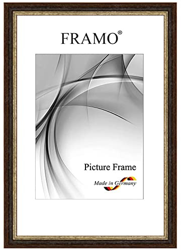 FRAMO Cadre photo baroque 30 x 45 cm en bois massif | Vieux-Noir argent | Couleur/taille sélectionnable | Cadre antique vintage rétro N°087