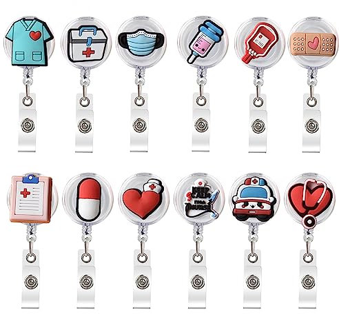 Sporgo 12 llaveros extensibles con cuerda de nailon de 65 cm, práctica llave JoJo con clip para cinturón, cordón extensible para médicos, enfermeras (A)