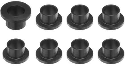 QUARKZMAN Plastbussningar POM 10 x 12 x 10 mm (ID×OD × Längd) Svart, 8 st | Flänsade hylslager Innerdiameter för applikationer