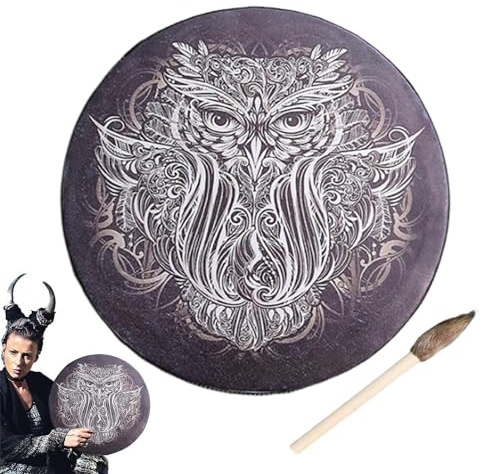 Shamanic Handtrumma | Ergonomisk Shaman-trumma | Multifunktionell handtrumma | Återanvändbart sibiriskt musikinstrument, ergonomiskt handhållen trumma, mystisk trumma för meditation