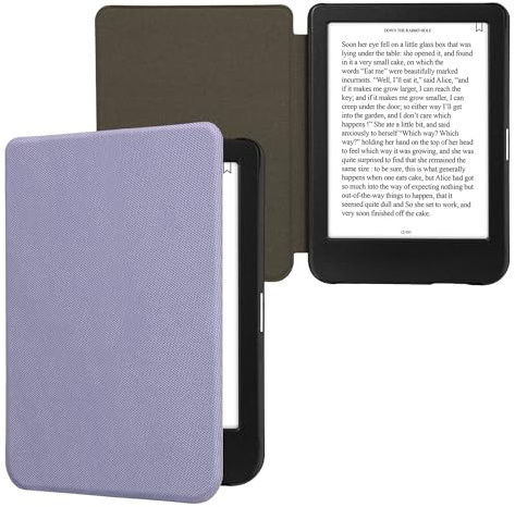 kwmobile Case Compatible with Kobo Clara BW/Colour - Nylon Protective e-Reader Cover Folio Book Style Case - Lavender
