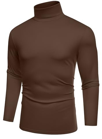 COOFANDY Camiseta Térmica Hombre Manga Larga Cuello Alto Slim Fit Ropa Interior Otoño Invierno Color Sólido Casual básico Tops