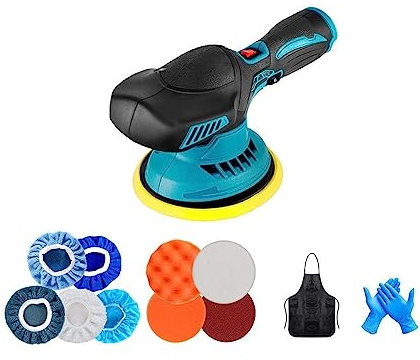 Amoladora de banco, Pulidora de coche inalámbrica, 6000RPM, 6 velocidades, ajustable, inalámbrica, pulidora eléctrica, máquina de encerado, belleza de coche, herramienta de lavado automático,Alta pot