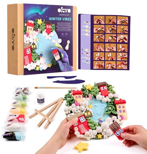 OKTO Art Kit Winter Vibes| Succulents Art Set 3D for Home Wall Decor | Craft Kits for Adults and Teen | Craft Box with Modeling Clay for Succulents | Hobby Kits Succulent DIY Kits