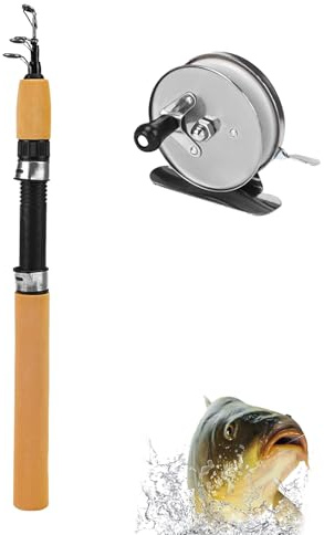 Canna e Mulinello da pesca su ghiaccio – Combo portatile ultraleggero da 32 pollici, costruzione leggera in fibra di carbonio, sistema di trascinamento ultra liscio | Set di attrezzature per polo