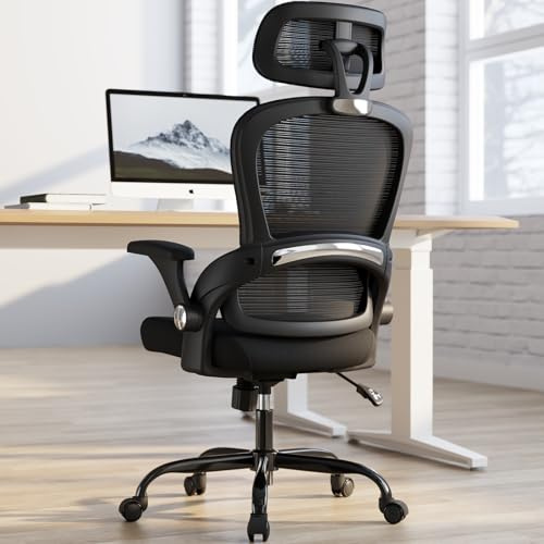 TRALT Office Chair - Ergonomic Office Chair with Back Support - Home Office Desk Chairs - 330lbs Wide Seat Big and Tall Office Chairs with Headrest - Comfy Desk Chairs(Black&Silver)