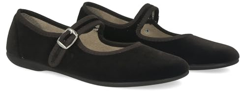 PAYMA - Mary Jane in Velluto da Donna. Ballerine Basse, Casual, Maryjane, Sandali Comodi. Prodotto in Spagna. Chiusura con Fibbia. Colore: Marrone, Taglia: EU 38