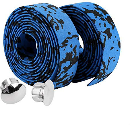 Junluck Bicycle Bar Tape Wrap, Lenker Tape Bar Wrap, Fahrrad Bar Type, Rutschfester Leichter Gummischaum für Rennräder im Freien(Blue+Black)