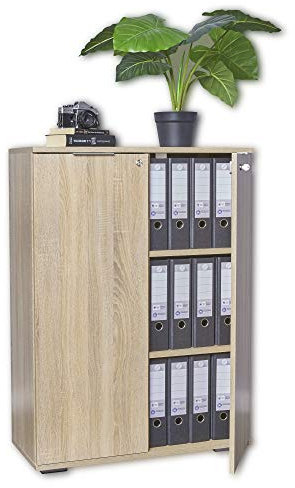Aktenschrank Abschließbar Aktenkommode Mehrzweckschrank B80,2cm x H109,5cm x T35cm Büroschrank Abschliessbarer Schrank Sonoma Eiche Ordnerschrank Regal Mit Türen Büromöbel Allzweckschrank