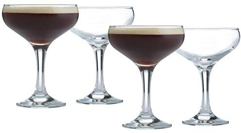 Ravenhead 0042.506 Entertain-Juego de 4 platillos Capacidad de 200 ml | Perfecto para expreso Martini, Prosecco, champán y cócteles, Caja de Regalo, Vidrio, marrón