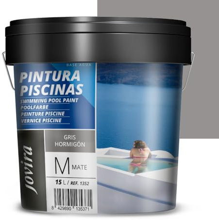 JOVIRA PINTURAS Pintura Piscinas al Agua. Protección y decoración de piscinas. (15 Litros, Gris Hormigon)