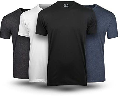 Fresh Clean Threads Men's T-Shirts 4-Pack Short Sleeve Crew Neck Premium Tees - Fitted Style, Soft Cotton-Poly Fabric, Tag-Free Comfort