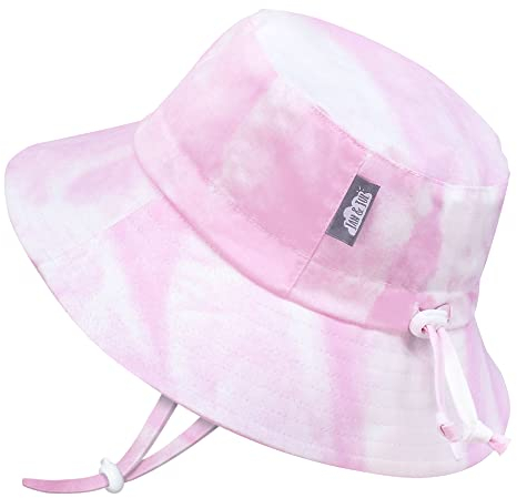 Jan & Jul Kinder Verstellbarer Sonnenhut für Mädchen, Reine Baumwolle (Rosa Batik-Design, 2-5 Jahre)