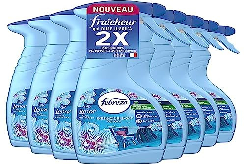 Febreze Spray Désodorisant Textile (500ml x8), Éveil Printanier de Lenor, 2en1, Combat Les Odeurs Emprisonnées Dans Les Tissus, Laisse Un Parfum Frais