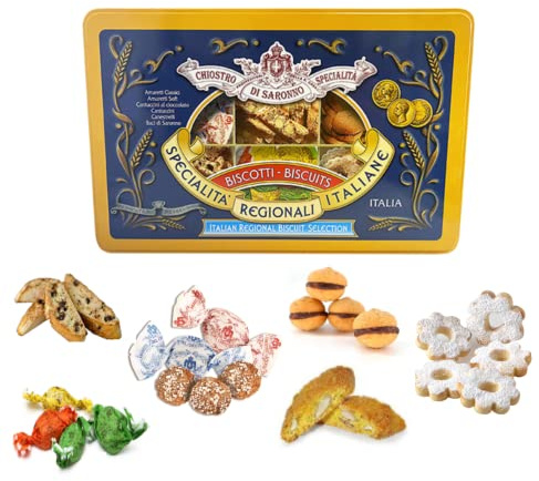 Chiostro di Saronno® | Amaretti del Chiostro® | Pasticceria Mista Assortita - 240 Gr | Scatole di Pasticceria | Biscottiera Cucina con Amaretti, Cantuccini e Baci del Chiostro®