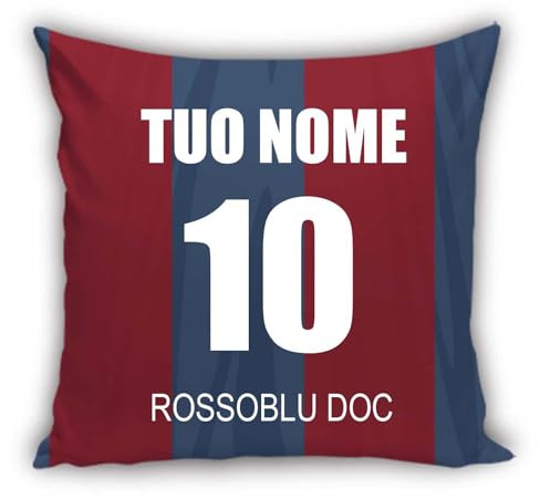MOCHEIA SHOP Cuscino Calcio Bologna idea regalo Tifoso Bolognino Personalizzato con Nome e Numero realizzato in ottimo poliestere misura 40x40 centimetri con chiusura Lampo