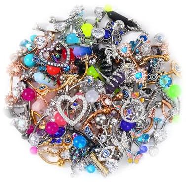 OUFER Belly Button Rings, 316L Stainless Steel Belly Rings, 14G Belly Button Piercing, Random 8PCS Belly Piercing Jewelry, Navel Rings for Women Sexy Girl