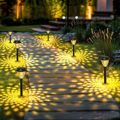 Solpex Solarlampen für Außen，10 Stück Einzigartige LED Solarleuchten Garten Deko, Wasserdichte solarbetriebene Wegbeleuchtung für Garten, Terrasse, Landschaft, Gehweg, warmweiß