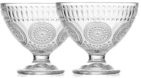 TAMUME Bols à dessert en verre avec motifs vintage en relief