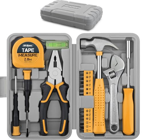 Hi-Spec Tool Kit 20pc Small Tool Set & Toolbox for Home DIY & Office Repairs – Basic Starter Tools in a Portable Book-Sized Case