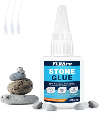 Colla per Pietra 35g - Adesivo a Rapida Asciugatura per Riparazione e Produzione di Pietra, Marmo, Granito e Pietra Artificiale - Trasparente, Impermeabile e con Forte Adesione