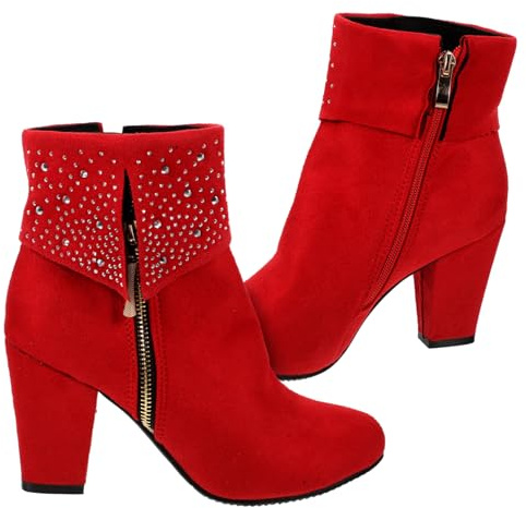 VALICLUD Stivaletti Donna Autunno Inverno Tacchi Alto Design Chic in Pu e Gomma Rossi, Eleganti e Facili da Indossare per Occasioni Formali e Matrimoni