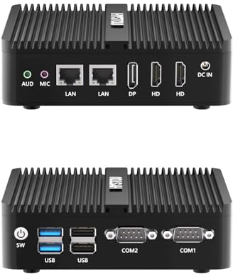HYSTOU Mini PC Lüfterlos Fanless Mini PC 8GB Ram 256GB SSD N100 Mini PC für Industrie Home Server