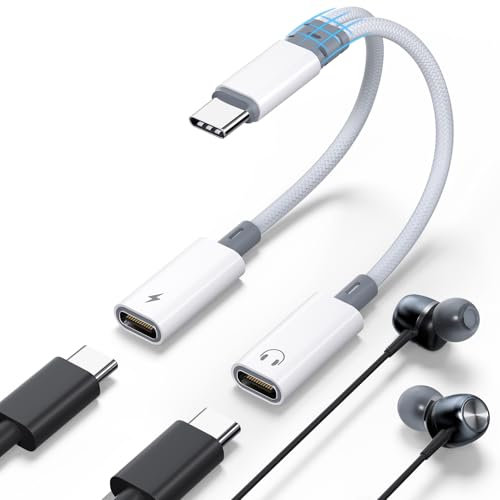 Adaptateur Double USB C 2 en 1, USB C vers 2USB C Femelle Adaptateur Casque et Chargeur, Type y Splitter Câble Appels Pris en Charge pour IPhone 16/Pro/Max, Samsung S24/S23, Huawei