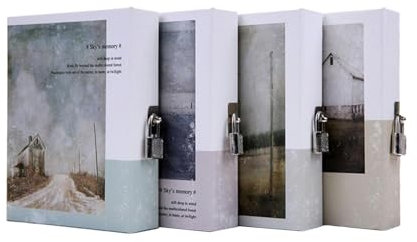 Joucien 4PC-A6 Primary School Student Drawing Locked Diary, Literary Notes, Accounting Key Lock Box Color Page Notebook - Sky Memory Lock Book