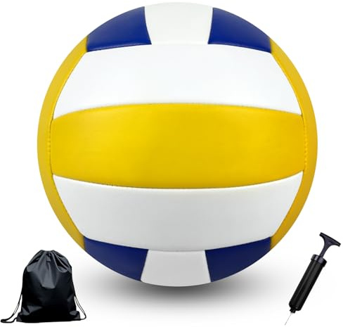 Bibykivn Ballon de Volley, Ballon Beach Volley, De Plage Adultes et Enfants, Articles avec des Sacs à Dos et des Sacs en Filet pour Pompe,Taille Officielle 5, pour l'intérieur, l'extérieur (Bleu)