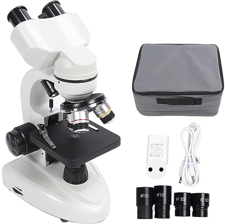 SEAFRONT Microscopio Binoculare Professionale con LED 40x -5000x Duplex per la Ricerca Clinica e i Test Biologici (Plug dell'UE 100-240V)