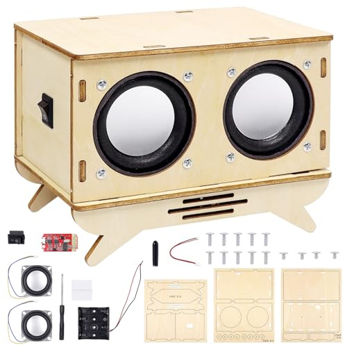 Juego de construcción de altavoces, altavoz Bluetooth con soporte, kit de construcción electrónica, juego de bricolaje, experimentos de madera para niños, juguetes de altavoces Bluetooth, regalo para