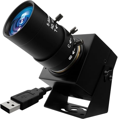 5MP USB-Kameramodul, 2592x1944 HD USB Kamera mit 10 Fachem Optischem Zoom, 5-50 mm Vario-Objektiv, IMX335 Sensor, 30fps, Plug und Play für Videokonferenzen, Live-Streaming, Raspberry Pi, Jetson Nano
