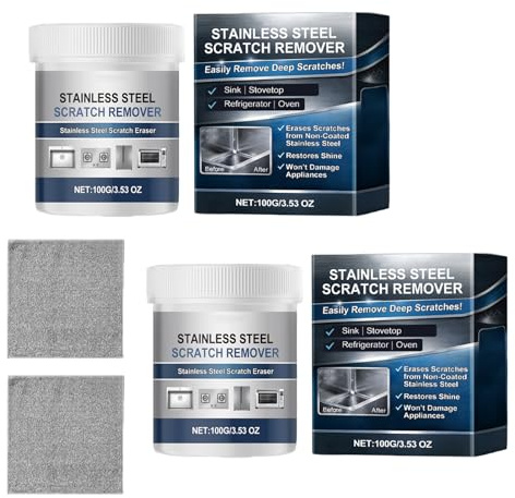 ZhiNuan Stainless Steel Scratch Remover Kit, Stainless Scratch Remover,Stainless Steel Scratch Remover For Appliances, Scratch Eraser For Stainless Steel,Oven, Appliances, Sink, Cookware (2PC)