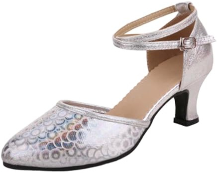 Zapatos de baile latinoamericanos, zapatos de baile estándar, zapatos de baile de carnaval con cinta adhesiva para mujer, tacones medios, elegantes zapatos de salón de baile, para el tiempo libre