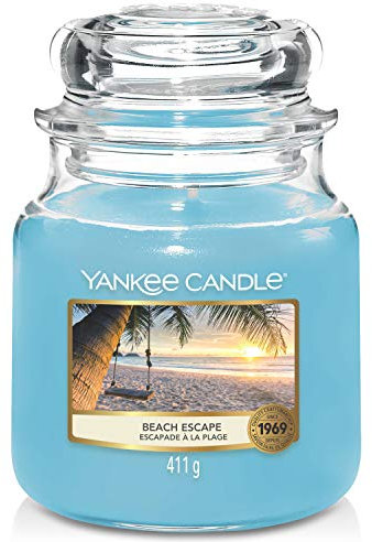 Yankee Candle Duftkerze im Glas (mittelgroß) | Beach Escape | Brenndauer bis zu 75 Stunden