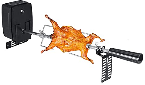 GQYYS Asador Electrico Giratorio Automático, Pincho para Barbacoa de Acero Inoxidable Brocheta de 107㎝ Incluye 2 Brochetas De Carne, Motor, Pincho Giratorio, Asador Giratorio