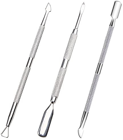 Cuticle Pusher 3Pcs Nail Tools Nail Cuticle Remover Metal Cuticle Pusher Nail Cuticle Pusher Nail Scraper Dual Cuticle Pusher Tool for Fingernails Toenails Nail Cleaner Cuticle Remover Tool