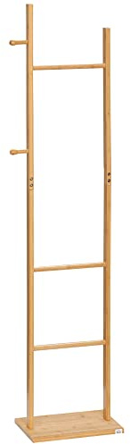 HOMCOM Perchero de Pie de Bambú Perchero para Abrigos con 2 Ganchos y 3 Barras Colgantes para Entrada Pasillo Dormitorio Estilo Moderno 36x24x168 cm Natural