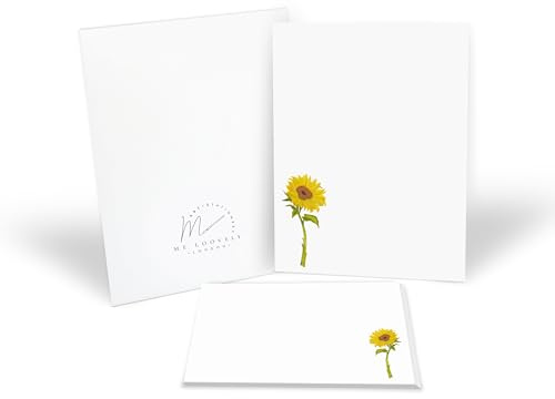 Me Loovely Sunflower Letter Writing Paper and Envelopes Set Floral Writing Stationery Supplies | (10 Letters, & 10 Envelopes with Gift Envelope)
