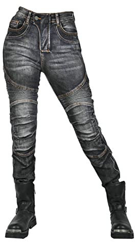 HOMDECR Pantalones De Motocicleta Para Mujer, Mallas De Seguridad Para Motocicleta De Verano, Sudadera Ajustada Para Motocicleta Para Mujer, Chaqueta Vaquera Protectora De Invierno (Negro,S)